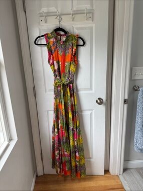 Marie Oliver Orange, Pink & Green Floral Maxi Dress